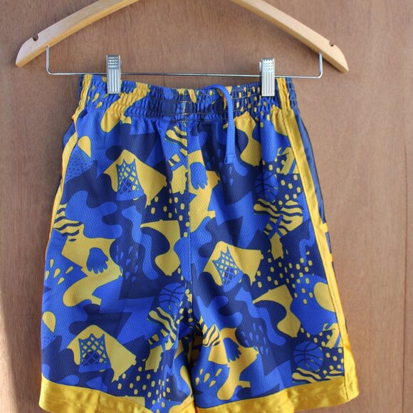 Nike Dri-FIT Boys Large Basketball Shorts Blue Yellow Camo Athletic Activewear - Picture 3 of 3